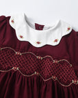 Burgundy Smocked Dress - Flora Kids