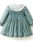 Floral Smocked Blue Dress - Flora Kids
