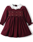 Burgundy Smocked Dress - Flora Kids