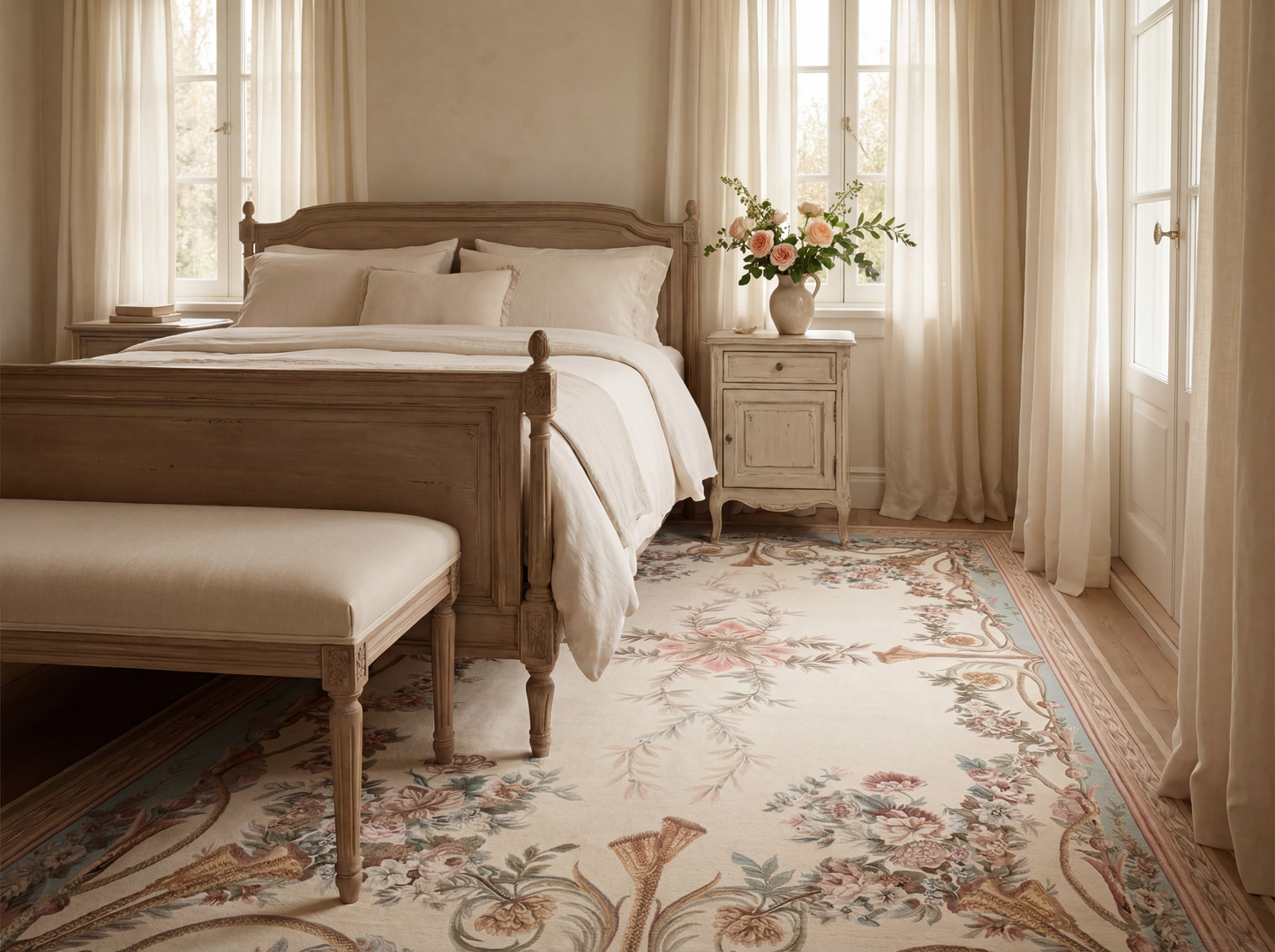 Rosalie Floral Rug – Turquoise