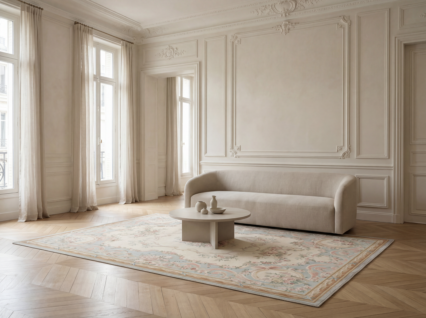 Rococo Floral Rug – Ivory