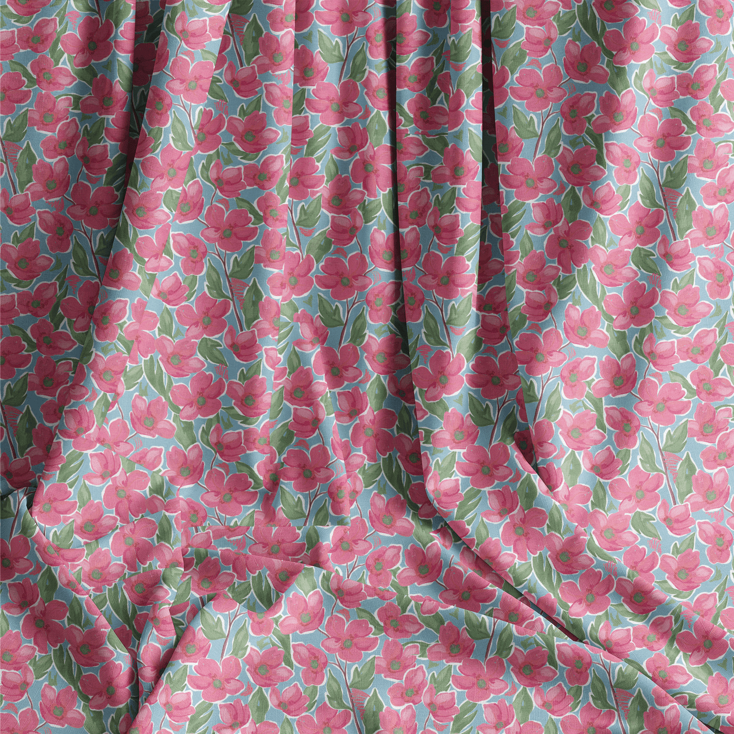 Bright Florals - Pink -Cotton Voile -pre order