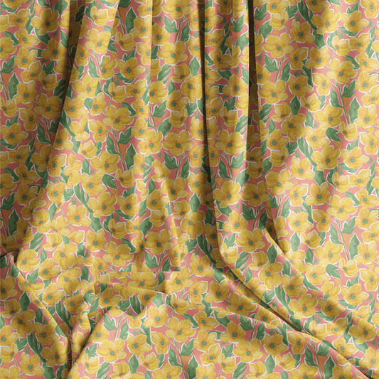 Bright Florals - yellow - Cotton Voile - pre order