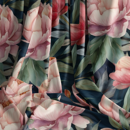 Dark peonies-Lightweight Cotton- Pre Order