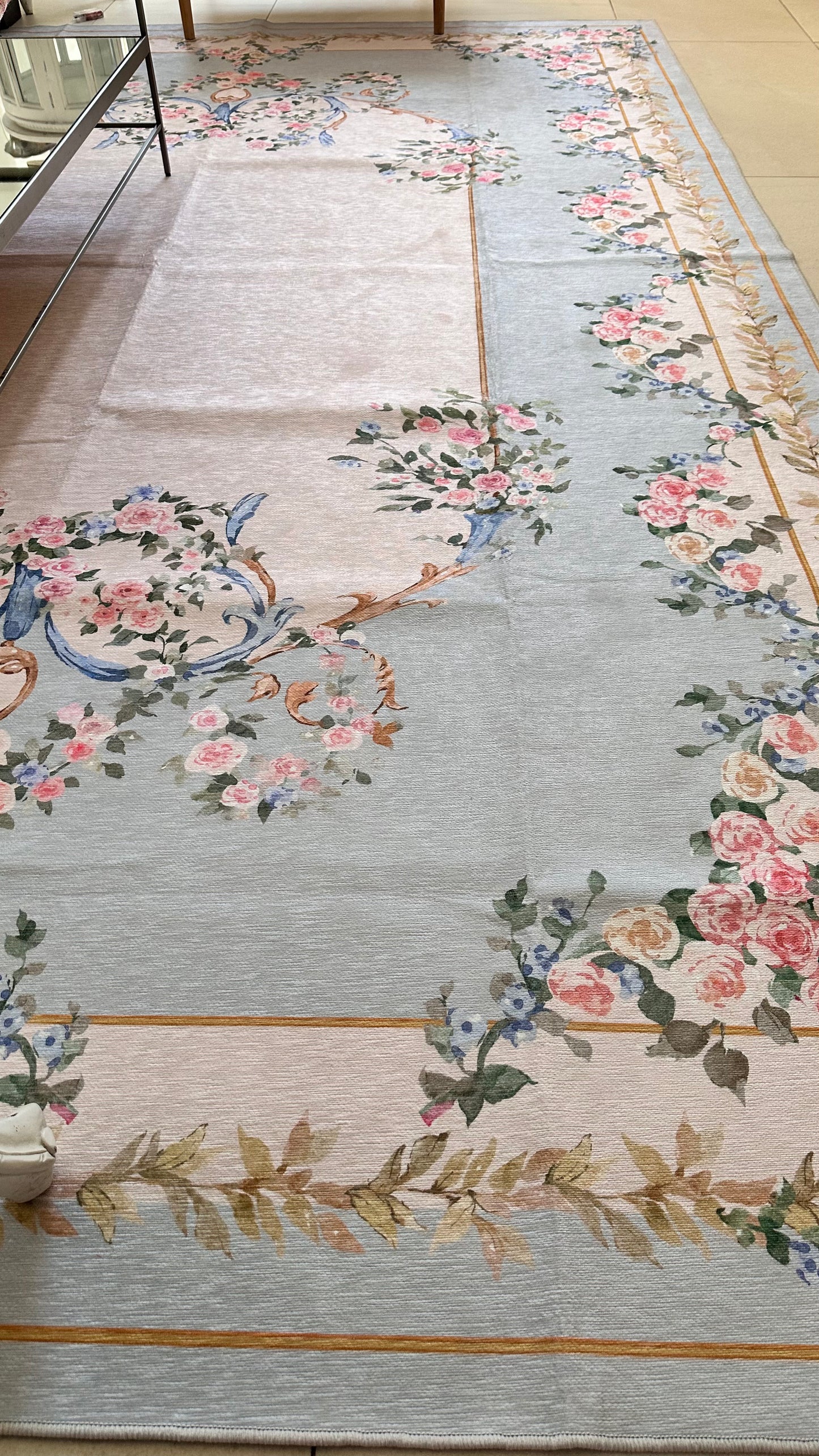 Blue Floral Rug - 002