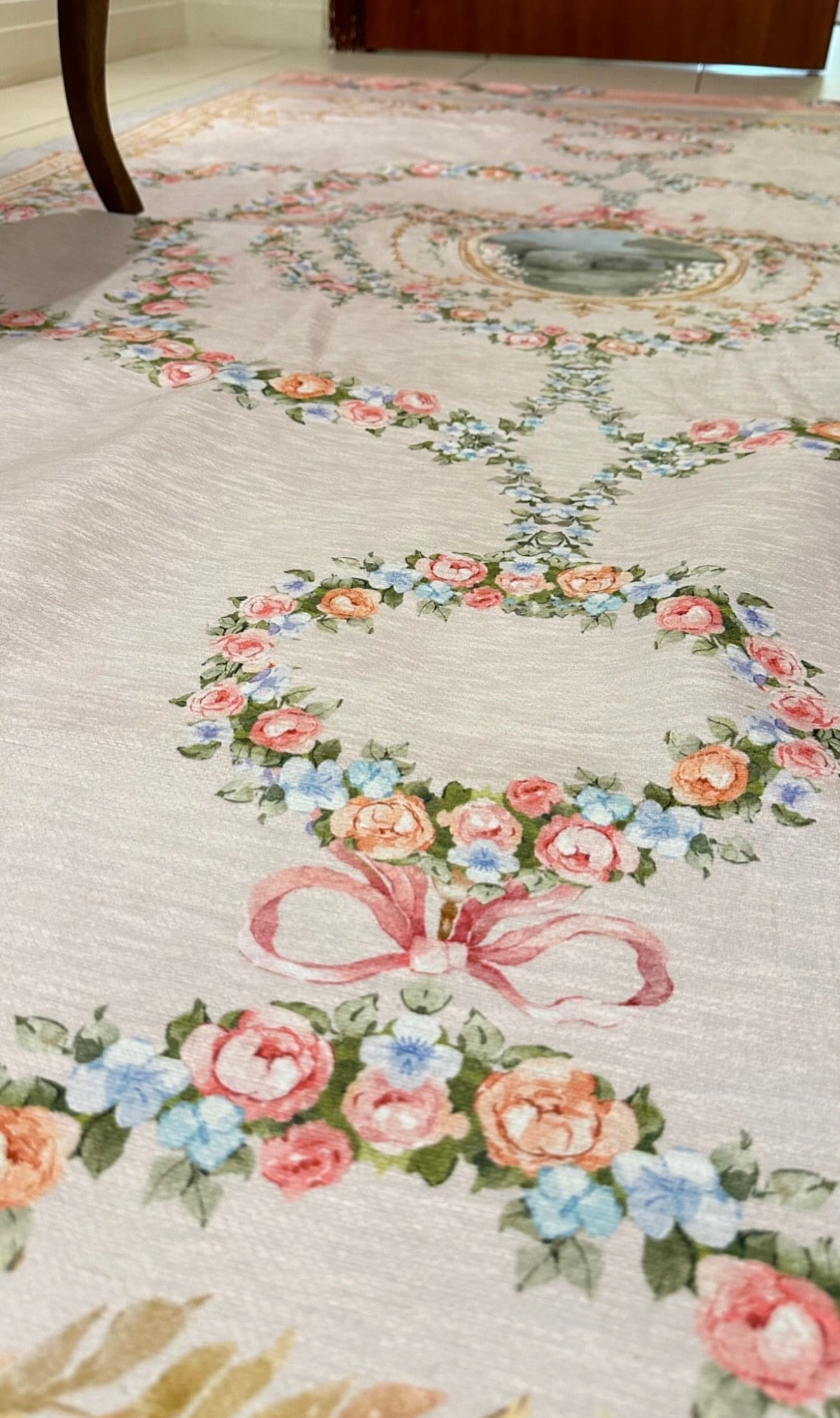 beige Floral Rug