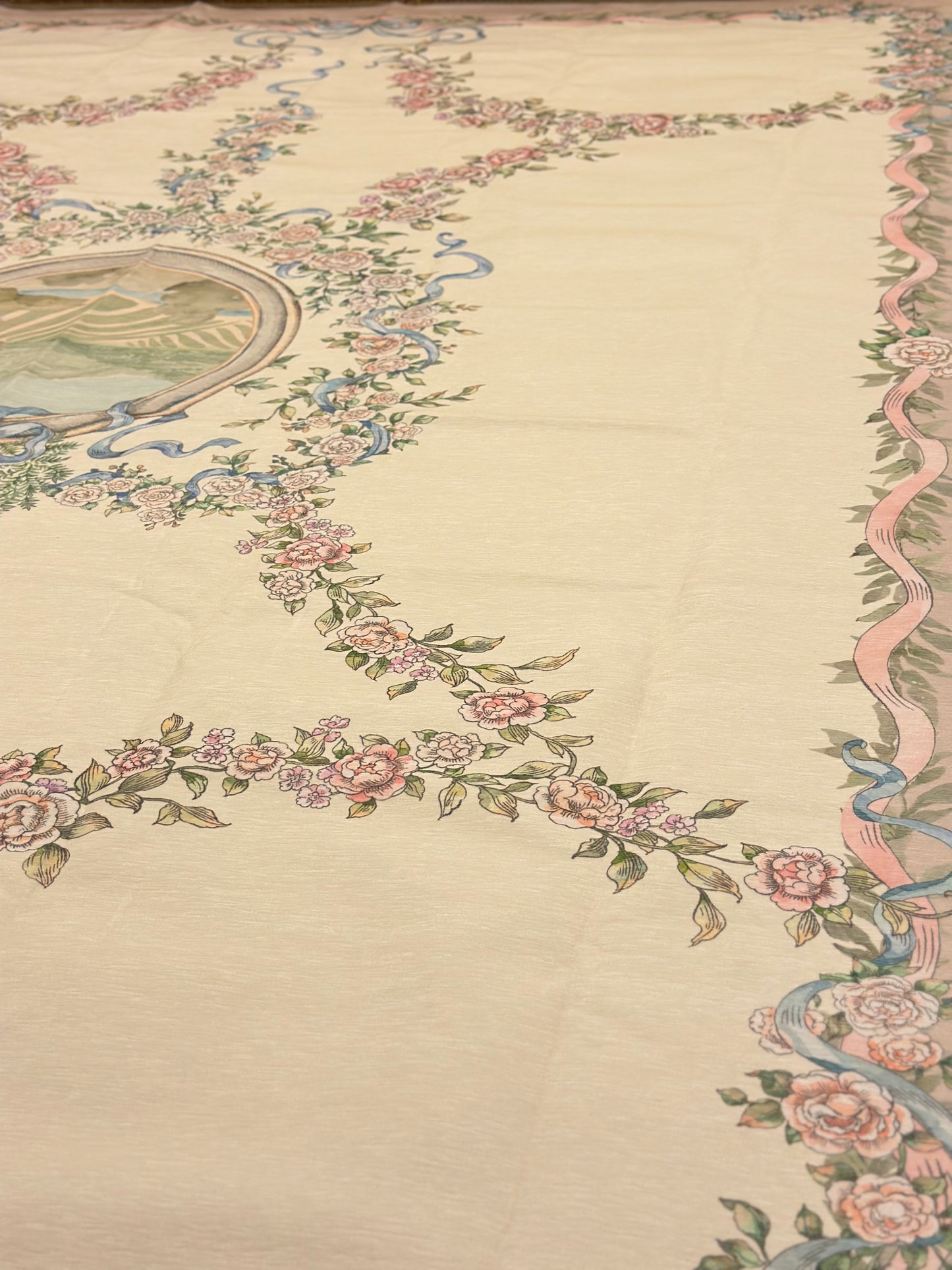 Beige with Blue Ribbons Rug