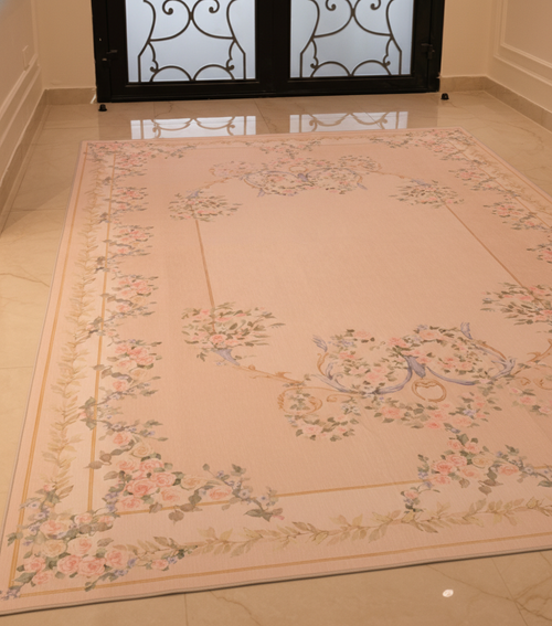 beige Floral Rug