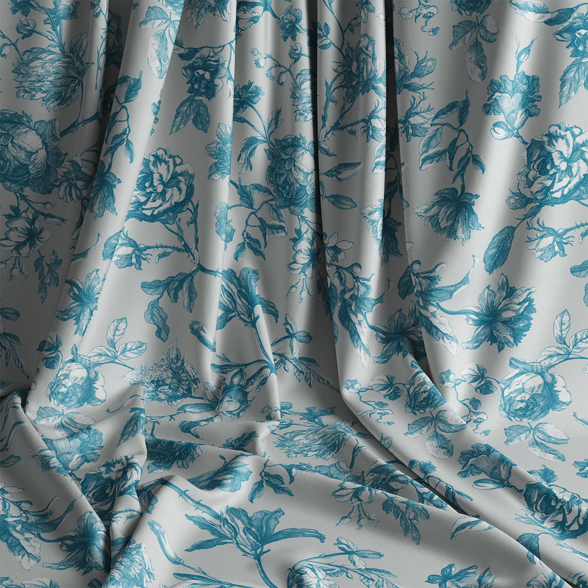 Blue Rose Toile- Cotton Liberty - 2024