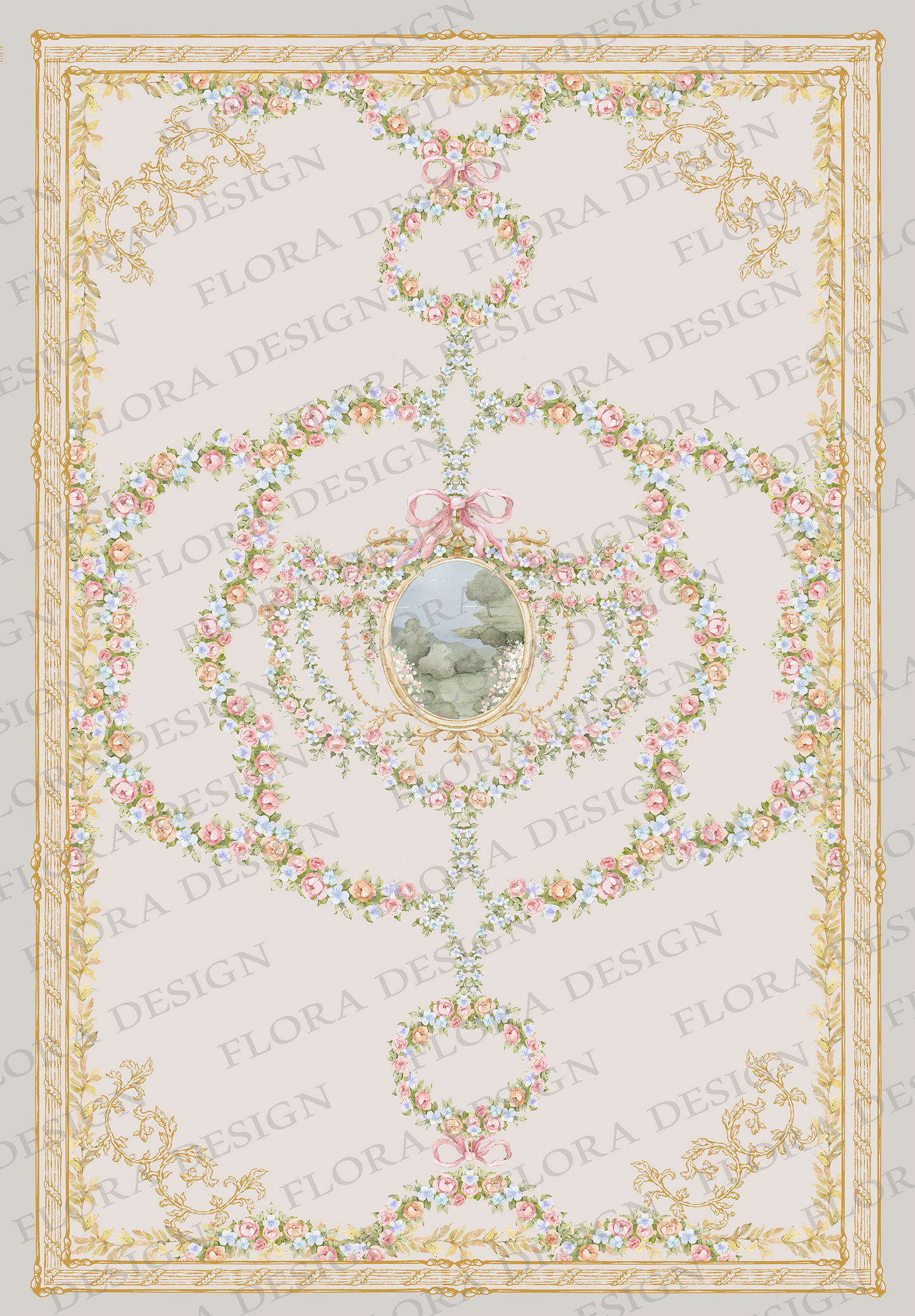 beige Floral Rug - 006