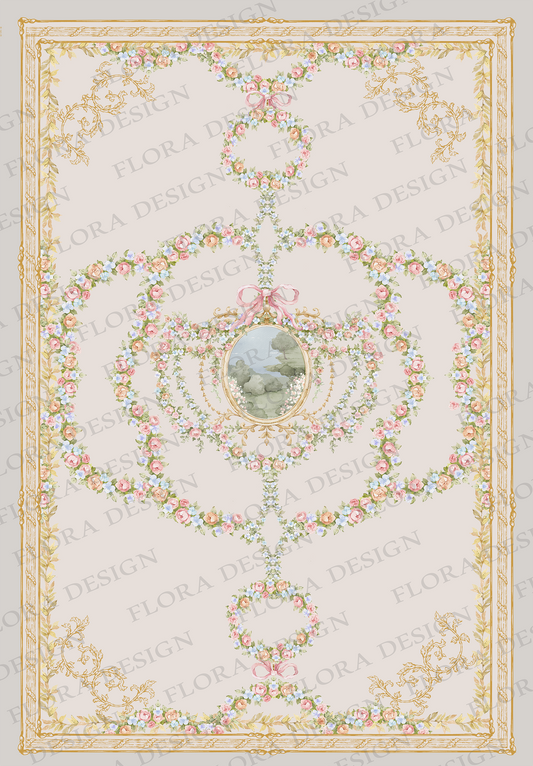 beige Floral Rug - 006