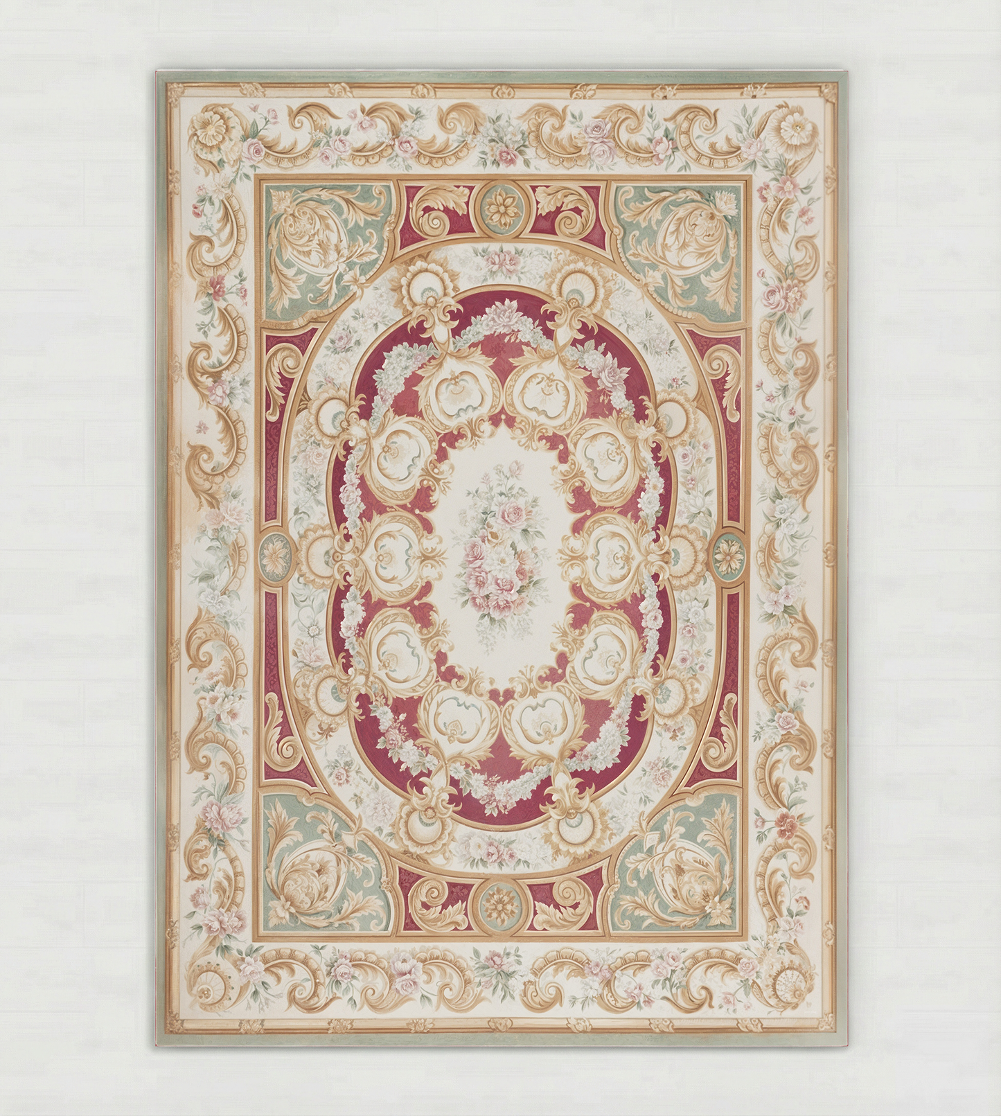 Burgundy rococo rug