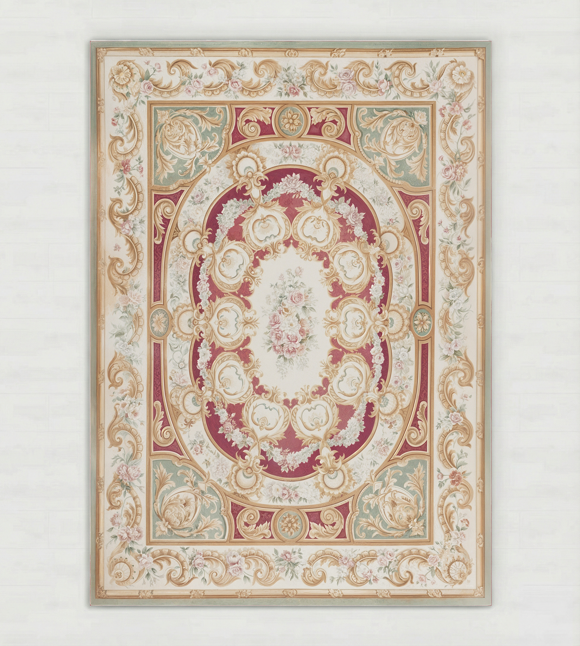 Burgundy rococo rug