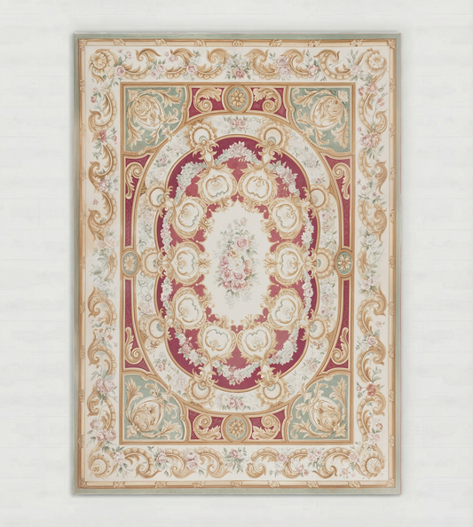Burgundy rococo rug