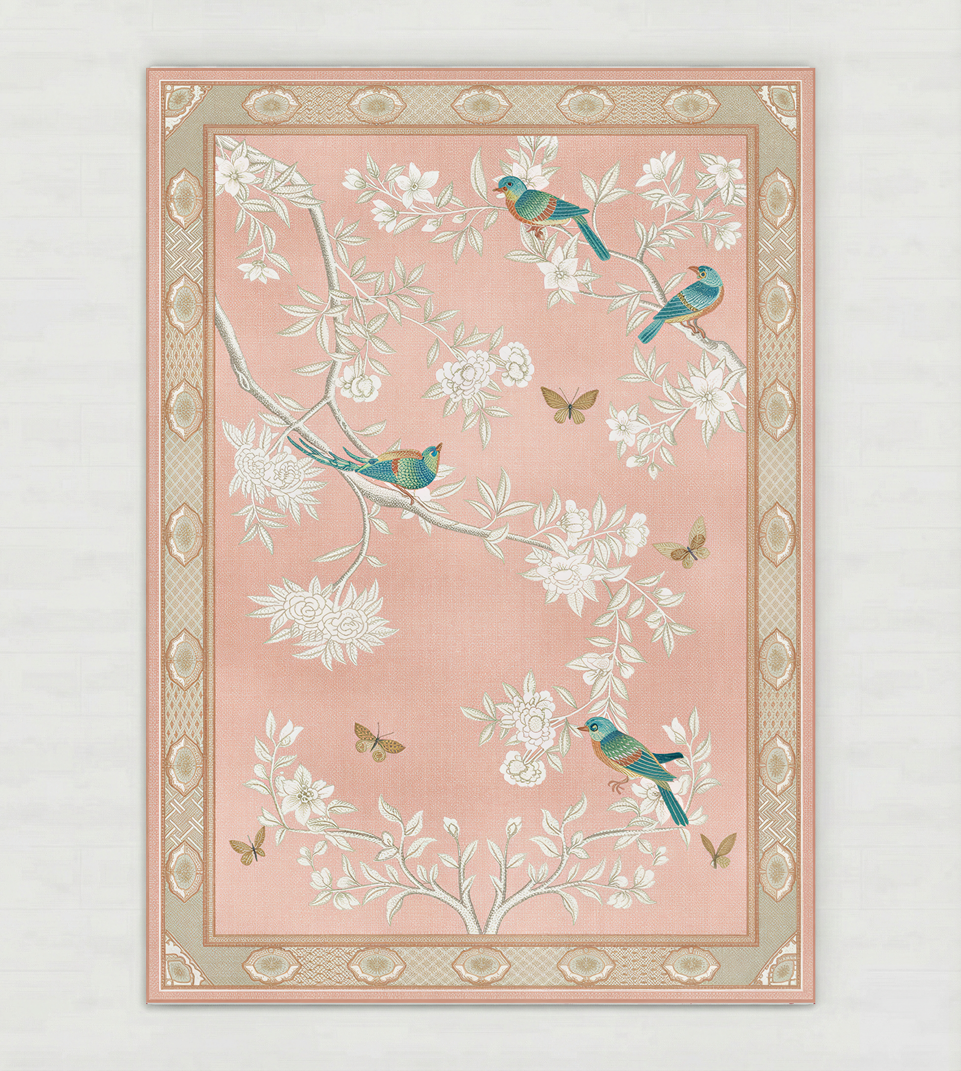 Ivory rococo floral rug