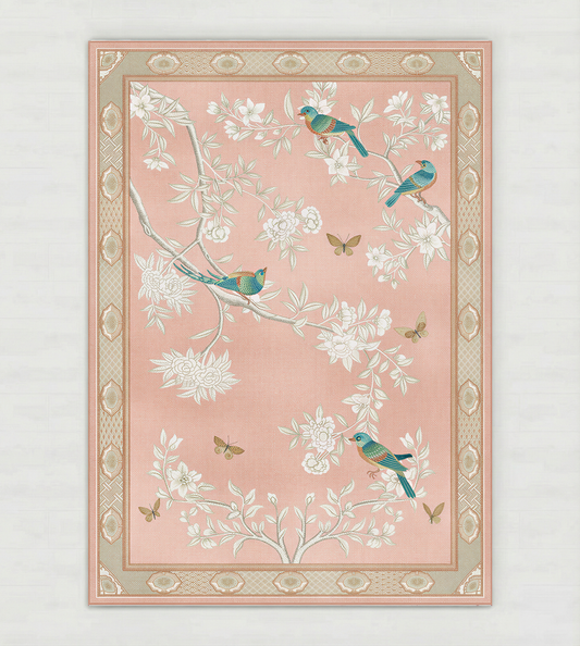 Ivory rococo floral rug