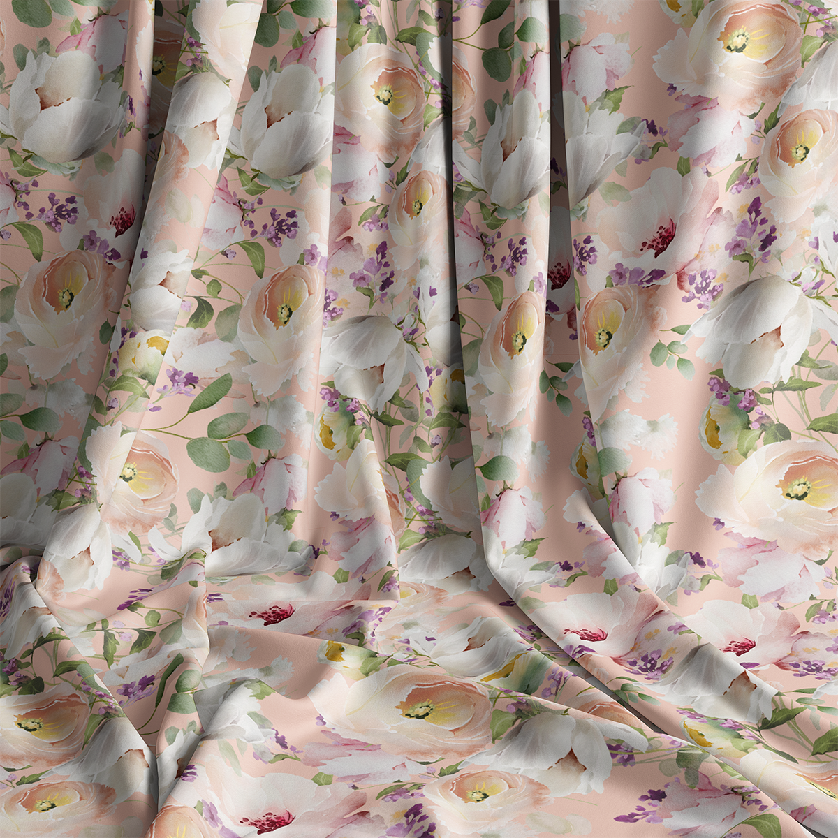 Peach Airy Roses - Cotton Voile - 2024