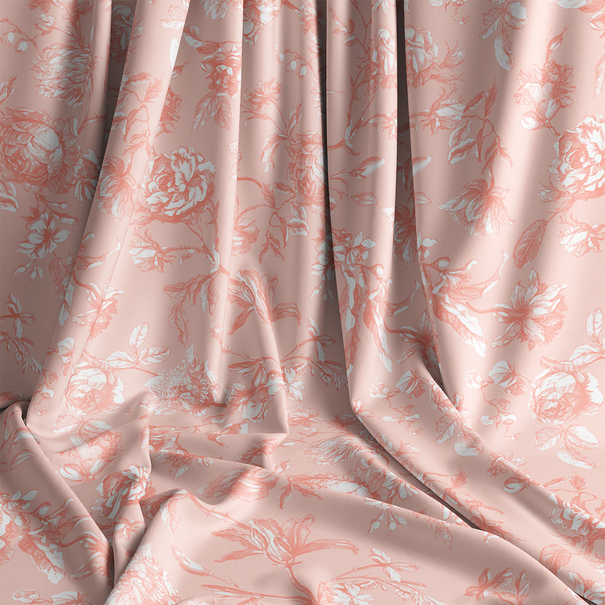 Pink Rose Toile- Cotton Liberty - 2024