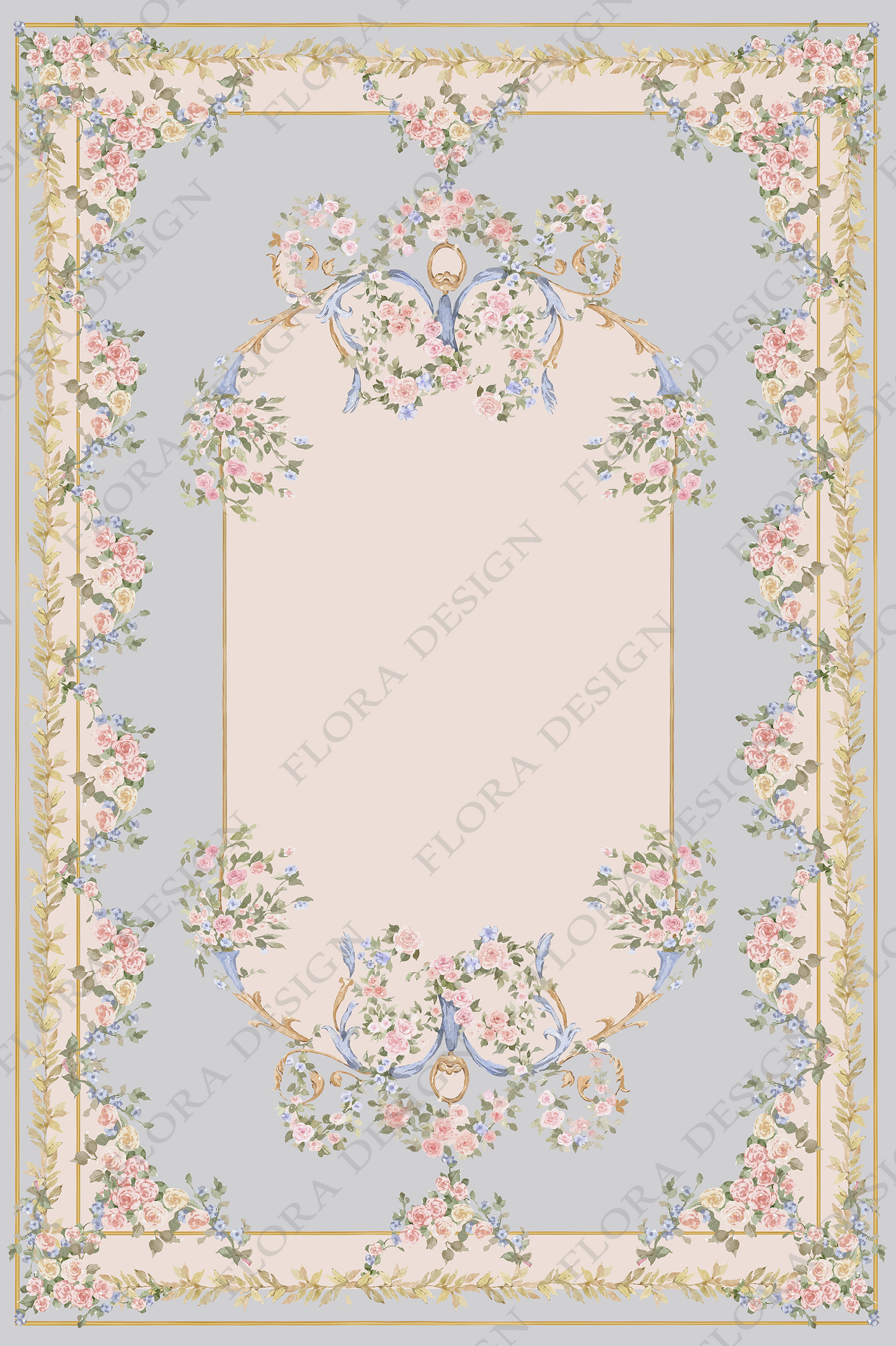 Blue Floral Rug - 002