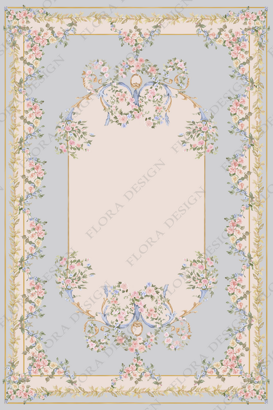 Blue Floral Rug - 002