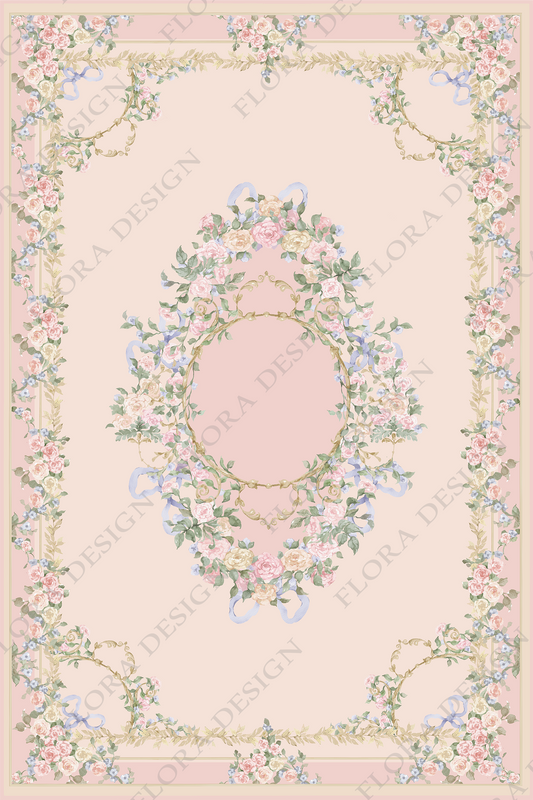 Pink Floral Rug - 001