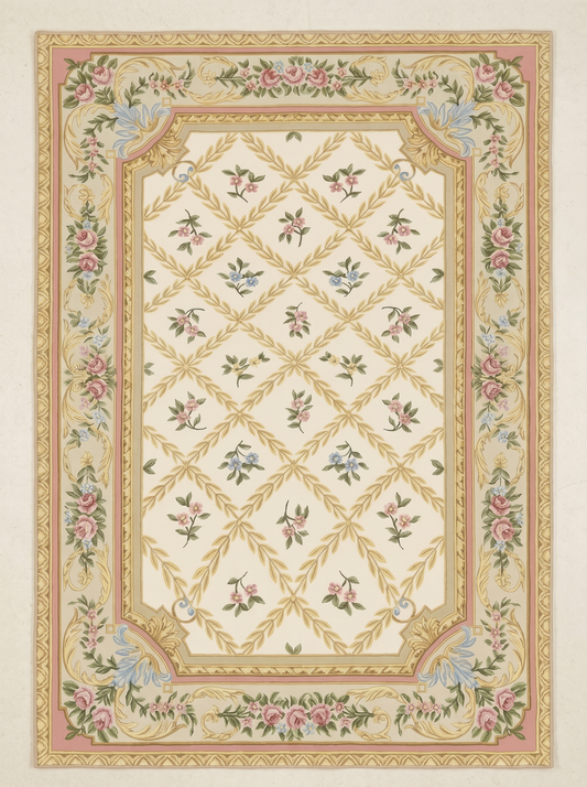 Pink Gold Trellis Rug