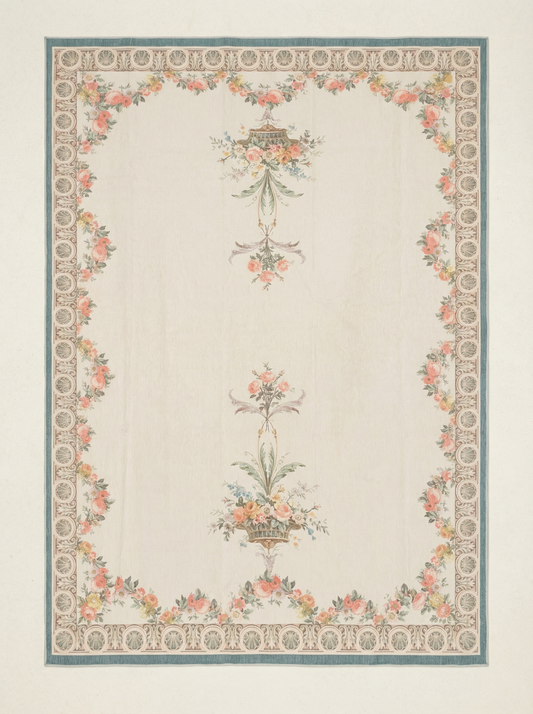 Classical Roses Green Rug