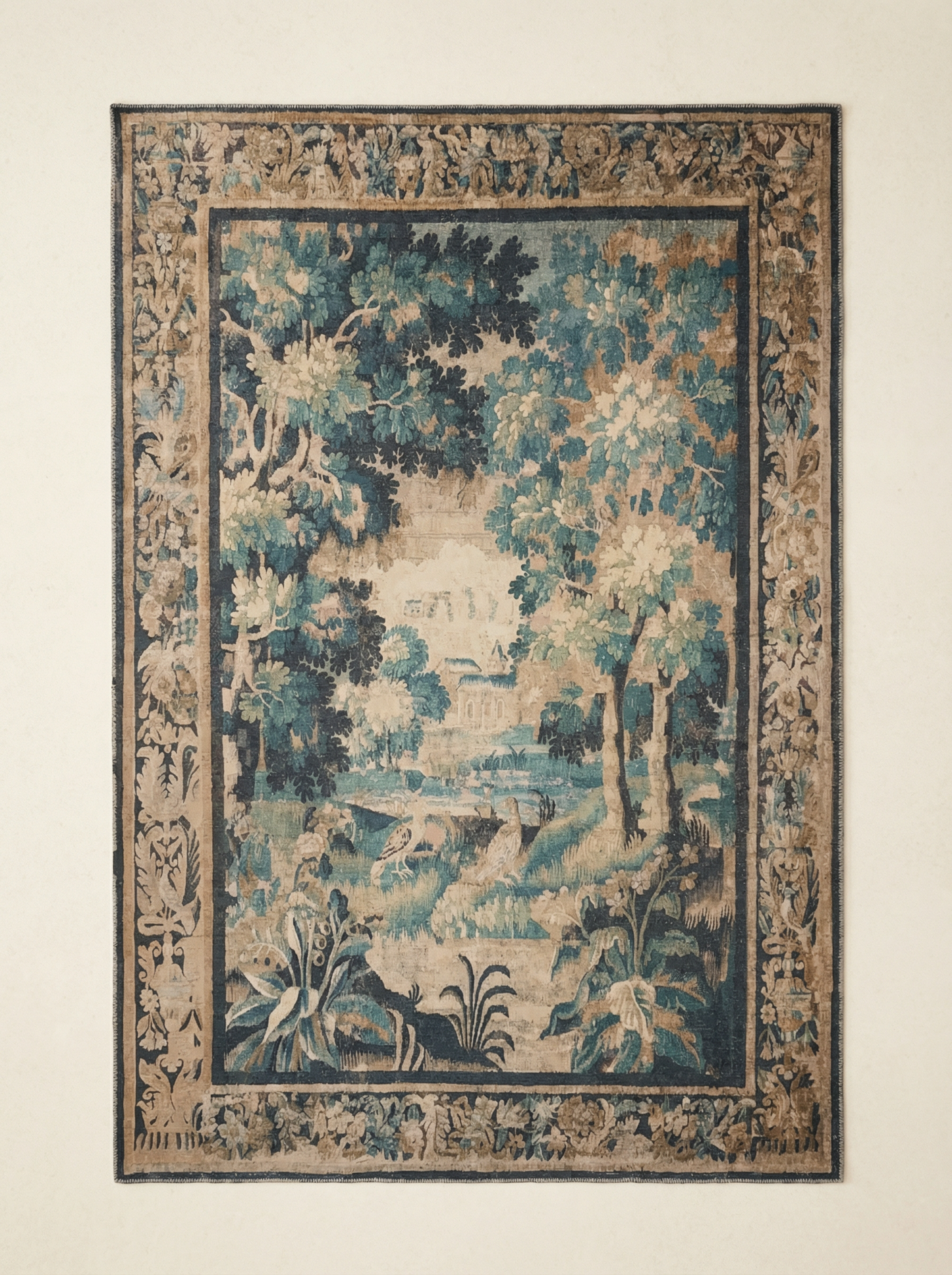 Dark Green Blue Garden Rug