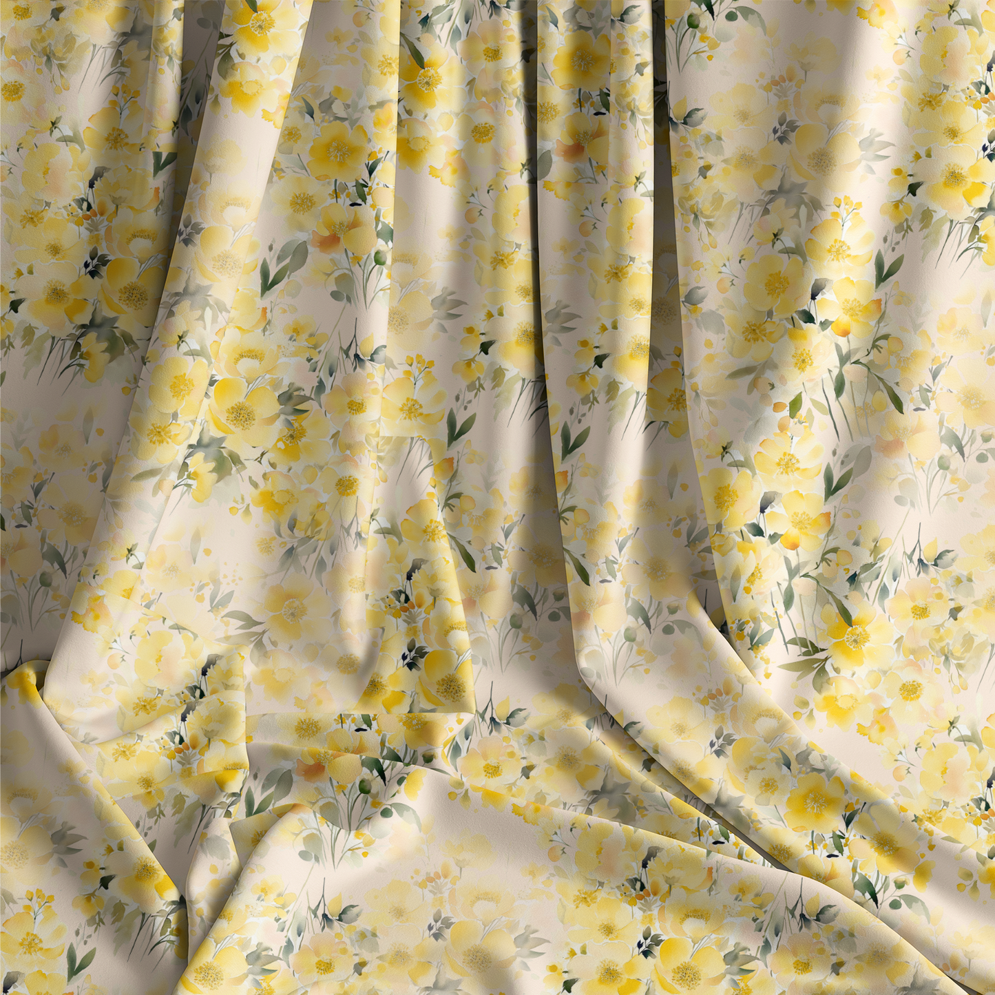 Yellow watercolor florals - 2024 - Silk